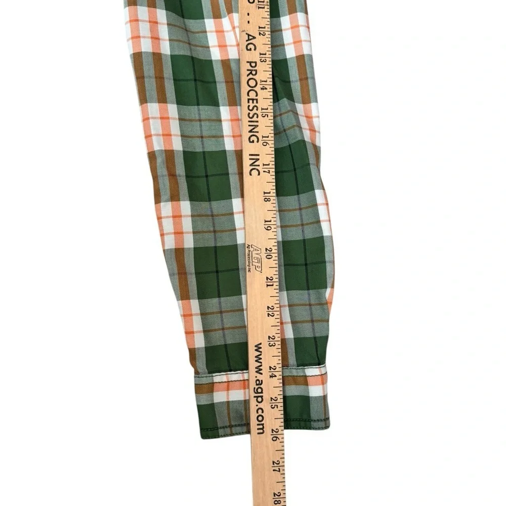 The North Face Plaid Snap Down Shirt Mens Large Green Orange Outdoor Gorpcore